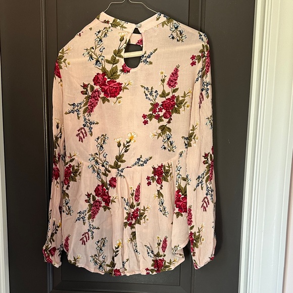 BONGO Pink Floral Blouse with Red Accents - Picture 4 of 4